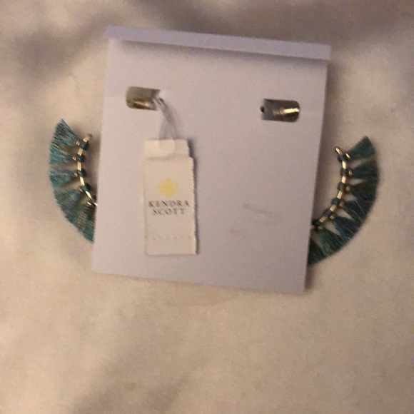 Kendra Scott Evie Gold Tone Hoop Earrings Turquoise Tassels NEW - Picture 12 of 12